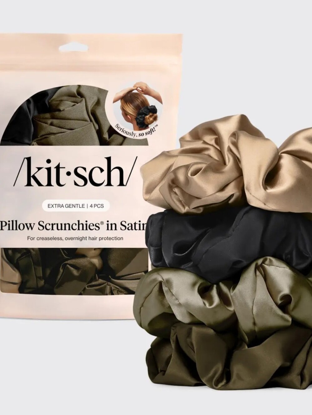 NWT Kitsch Jumbo Hair Scrunchies 4pk